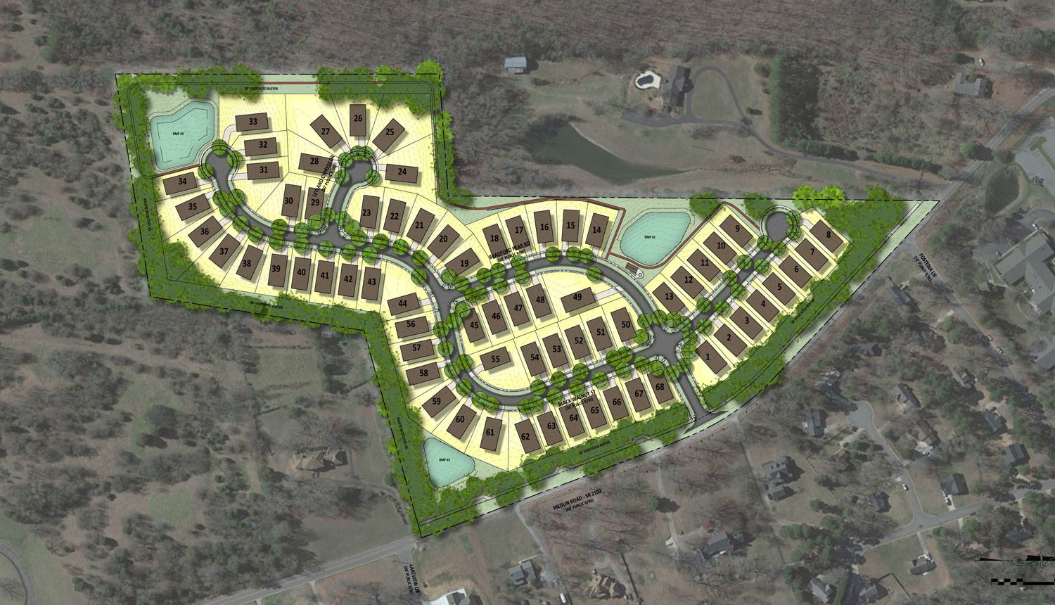 Medlin Forest housing community aerial siteplan